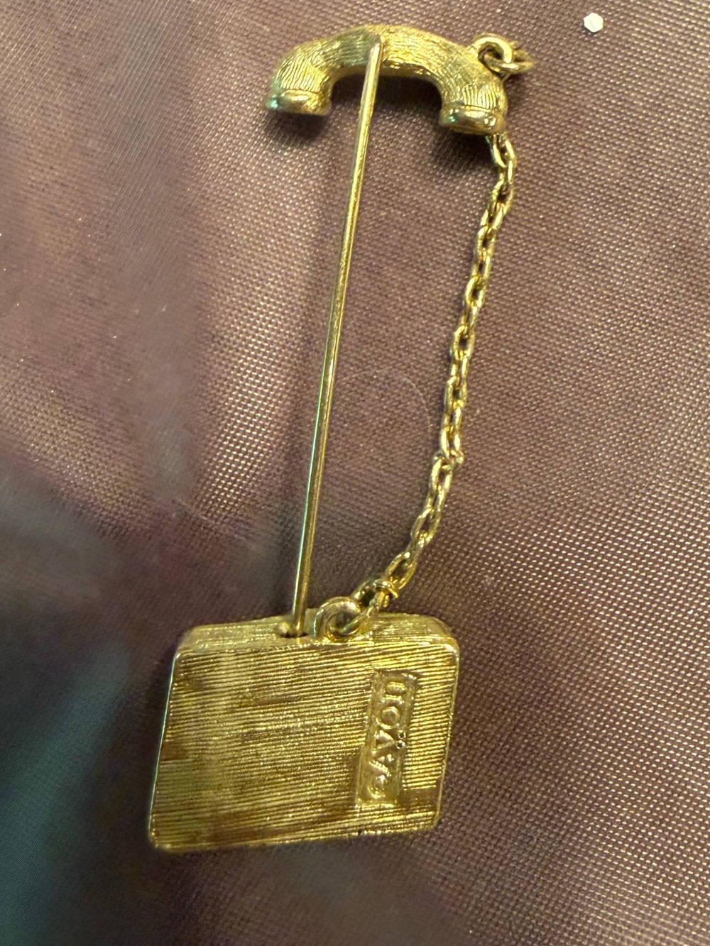 Avon Gold Vintage Telephone Stick Chain Pin Brooch - Picture 5 of 10
